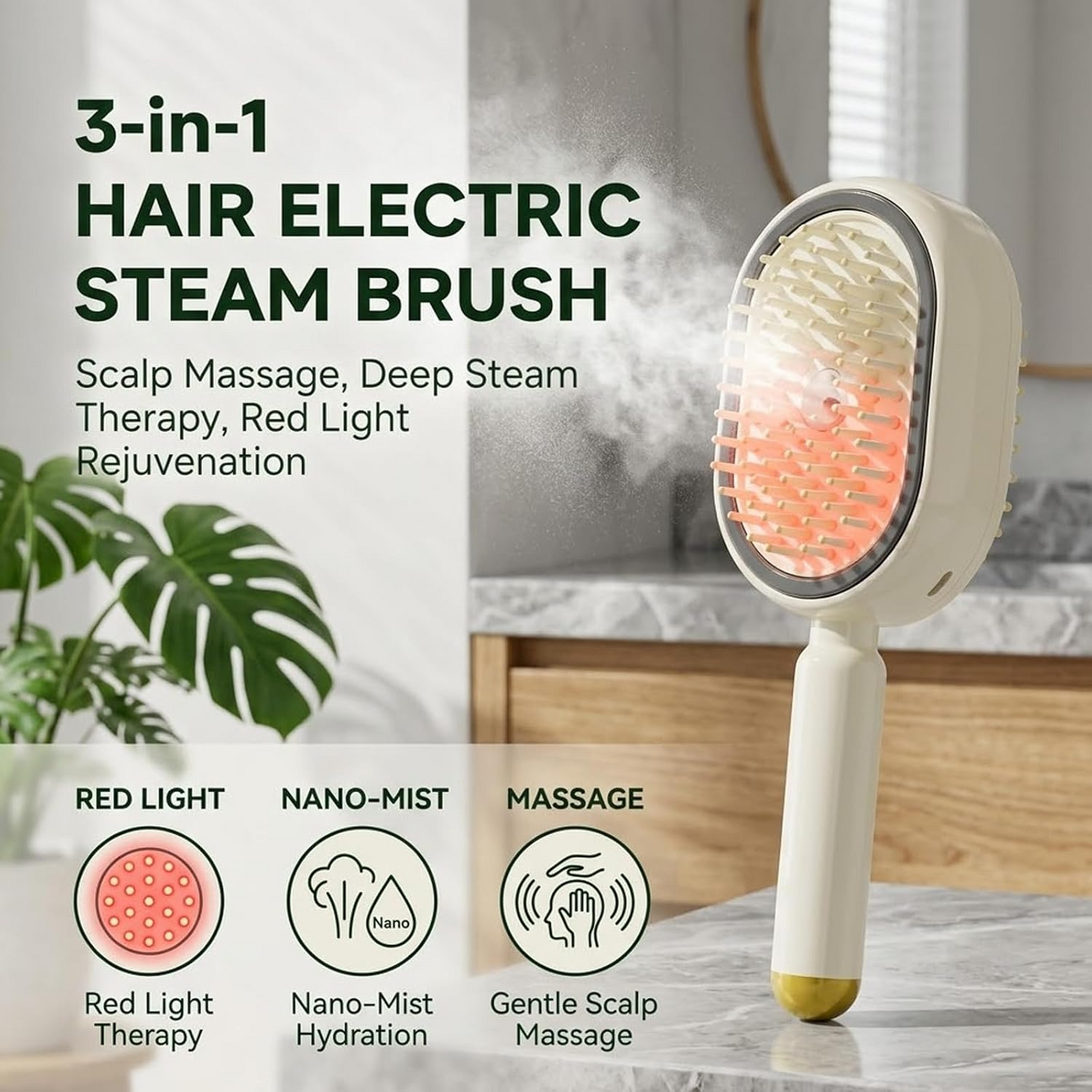 2-in-1 Electric Scalp Massage Comb – Red Light & Atomizing Hair Care Comb