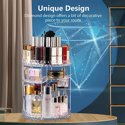 Rotating Makeup Organizer – Adjustable Spinning Cosmetic Holder & Beauty Storage Display Case