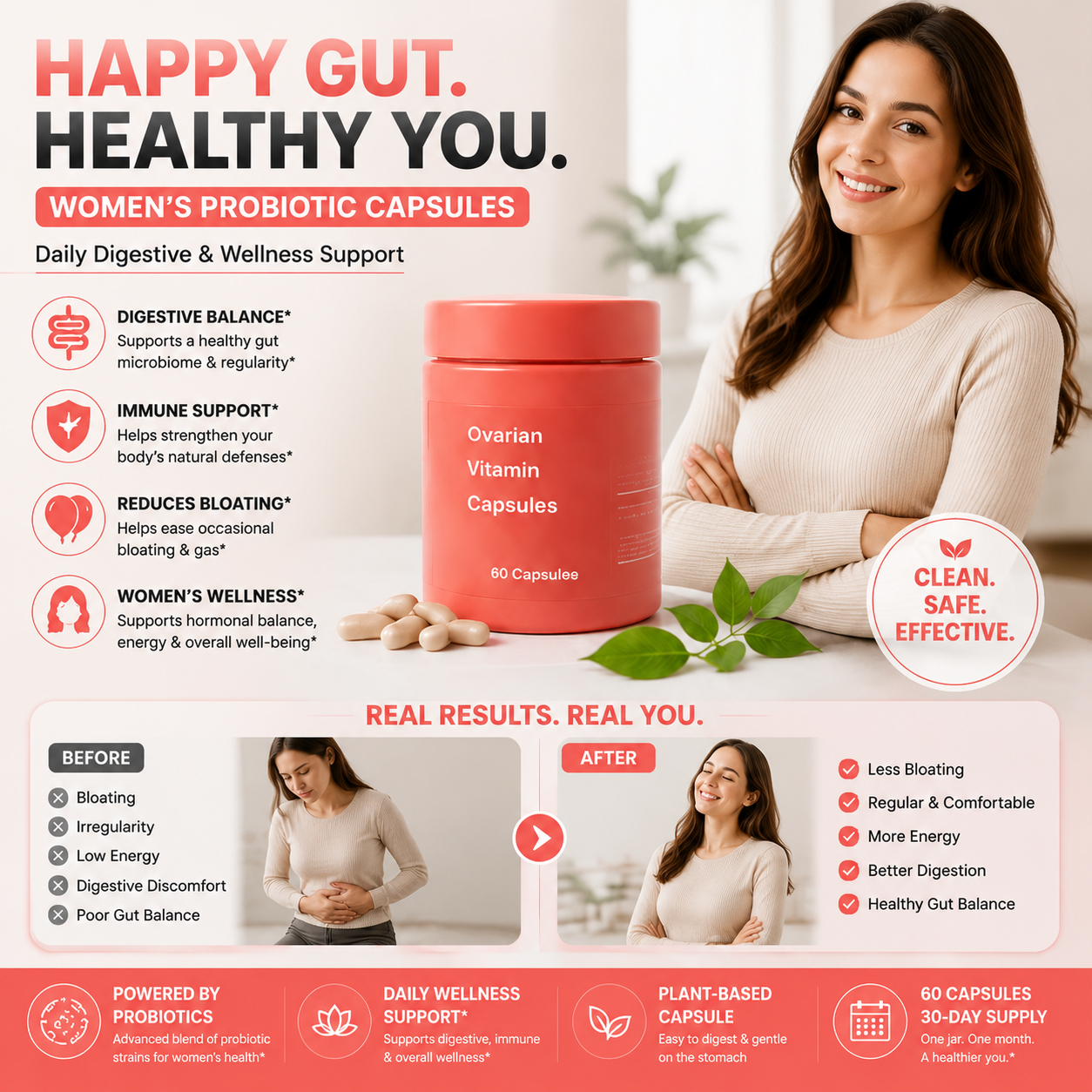 Women's Probiotic Capsules – Daily Wellness Dietary Supplement
