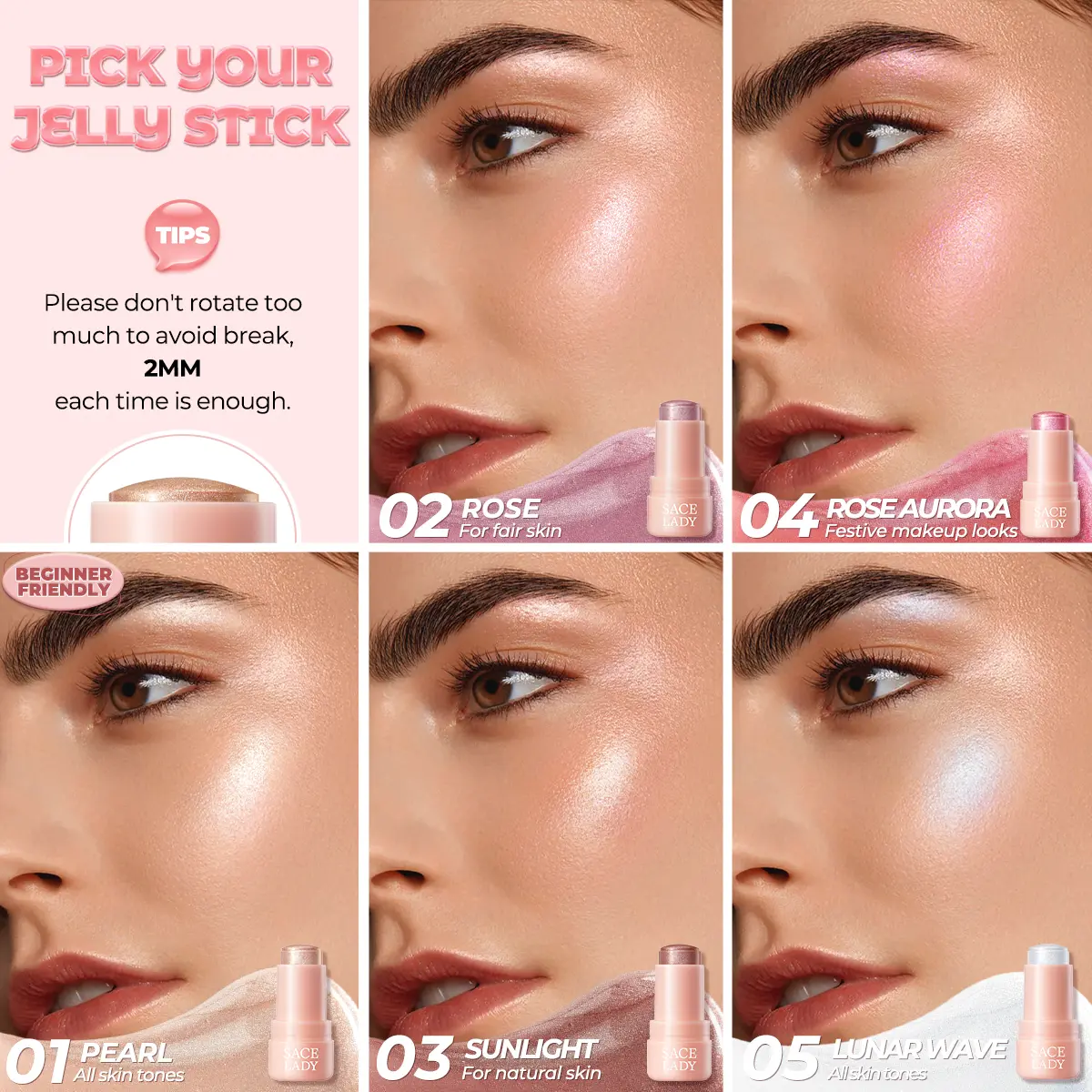 Highlight Stick Pearlescent Shimmer Contour (Waterproof, Non-Smudge)
