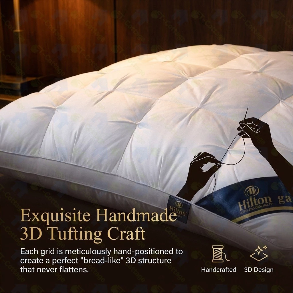 Hilton-Style Twisted Bread Pillow – Luxury Hotel-Inspired Neck Support Pillow (48 × 74 cm)